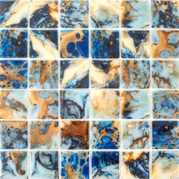 Glass Swimming Pool Mosaic | 31.5 x 31.5 cm | Decorated Blue
