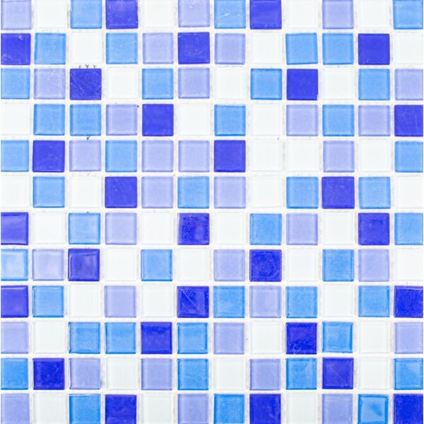 Glass Swimming Pool Mosaic | 30 x 30 cm | White & Blue