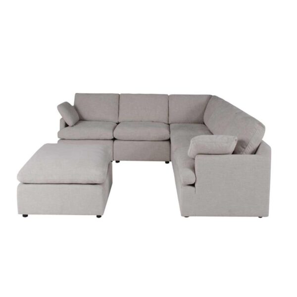 Corner Sofa Set with Table | 5 Pieces | Light Grey - Image 2