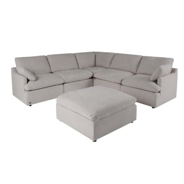 Corner Sofa Set with Table | 5 Pieces | Light Grey - Image 3