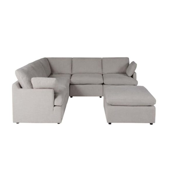 Corner Sofa Set with Table | 5 Pieces | Light Grey - Image 4