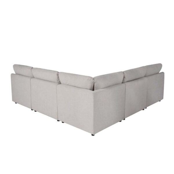 Corner Sofa Set with Table | 5 Pieces | Light Grey - Image 5