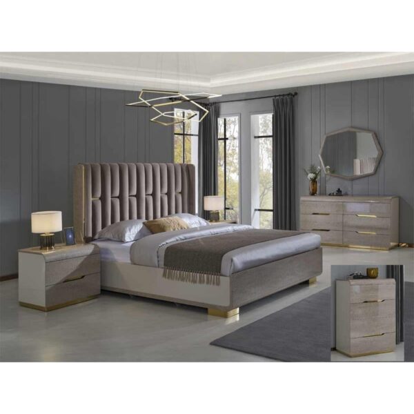 Bedroom Set with 1 Bed without Clothet | Gesy Collection | 7 Pieces | Beige