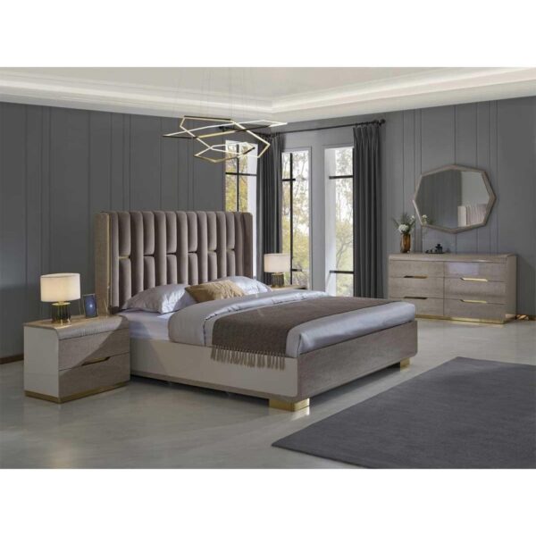 Bedroom Set with 1 Bed without Clothet | Gesy Collection | 7 Pieces | Beige - Image 2