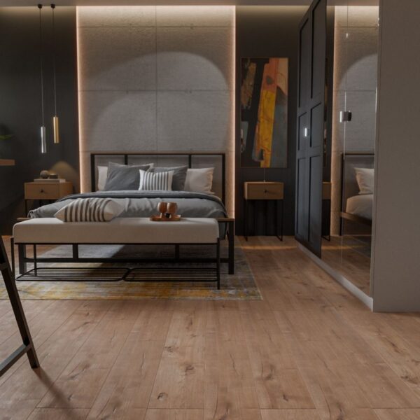Flat Laminate HDF Parquet | 121.8 x 19.8 x 0.8 cm | Beige - صورة 3