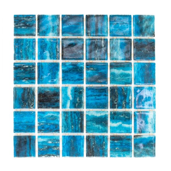 Glass Swimming Pool Mosaic | Penta Collection | 31.5 x 31.5 cm | Decorated Blue
