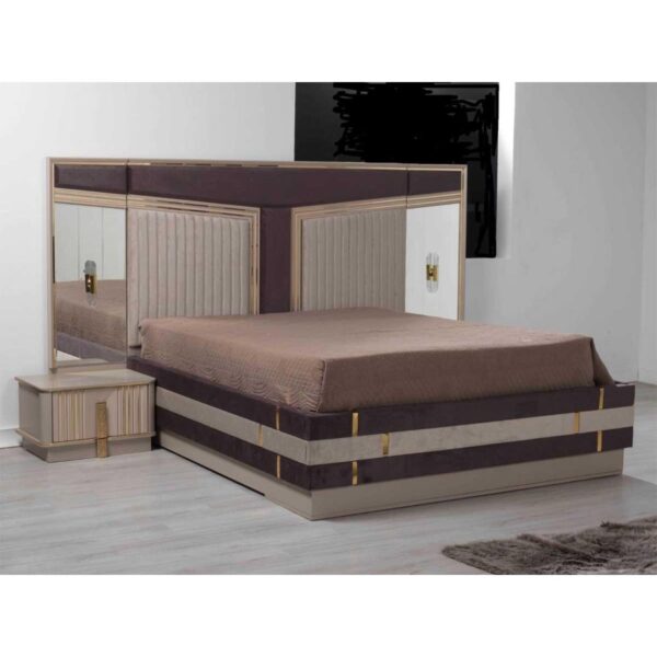 Bedroom Set with 1 Bed | Monaco Collection | 8 Pieces | Beige & Brown - Image 2
