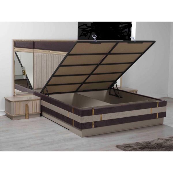 Bedroom Set with 1 Bed | Monaco Collection | 8 Pieces | Beige & Brown - Image 3