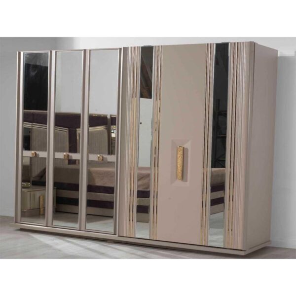 Bedroom Set with 1 Bed | Monaco Collection | 8 Pieces | Beige & Brown - Image 5