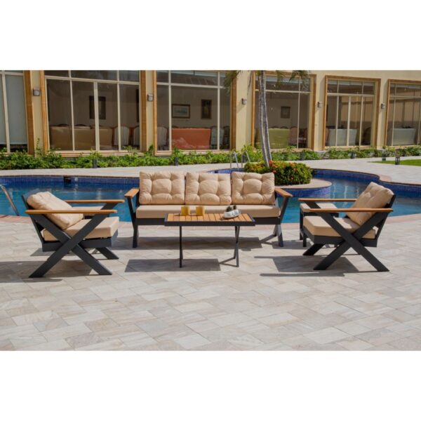 Kafkas Outdoor Seating Set | 4 Pieces | Aluminum Grey