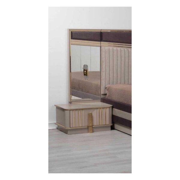 Bedroom Set with 1 Bed | Monaco Collection | 8 Pieces | Beige & Brown - Image 6
