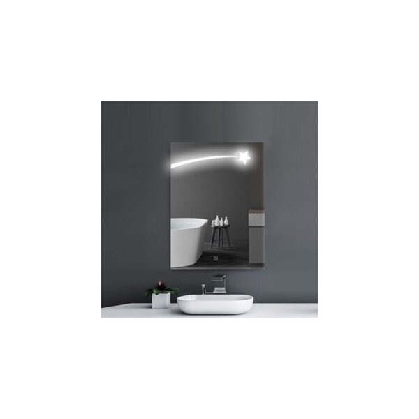 Rectangular Decorated Mirror with Touch Led | 60 x 80 cm