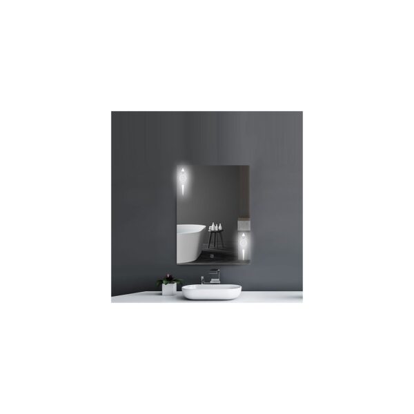 Rectangular Decorated Mirror with Touch Led Light | 60 x 80 cm