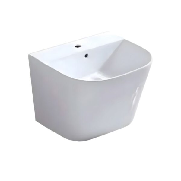 Silver Wall Hung Bathroom Sink | 50 cm | White