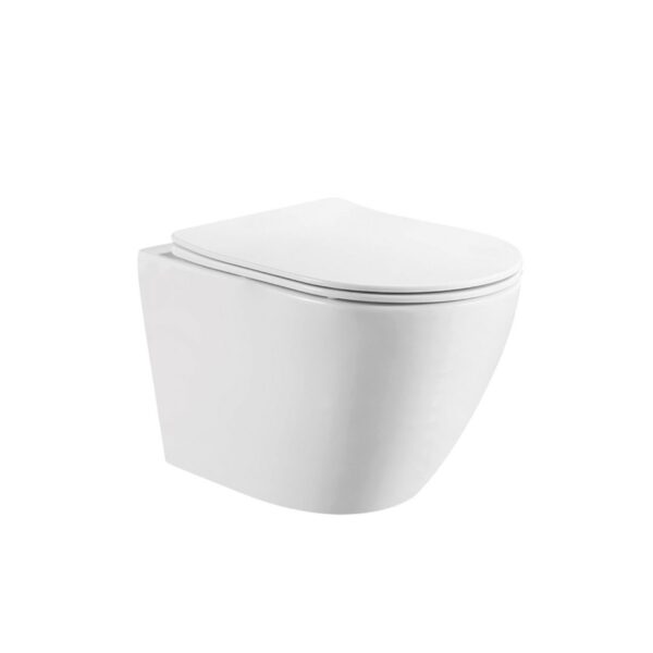 Silver Wall Hung Toilet with Seat Cover | 18 cm | White