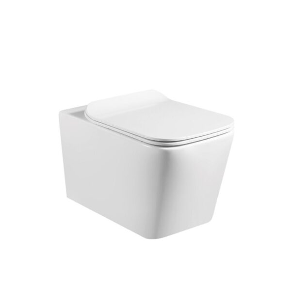 Silver Wall Hung Toilet with Seat Cover | 18 cm | White